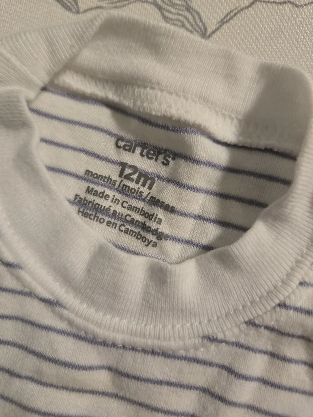 Carter's White and Navy Striped Short-Sleeve Baby Bodysuit